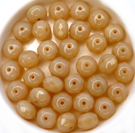 0040216 Opal Beige Donut Facet 9 x 6 mm. 10 Pc.-11781