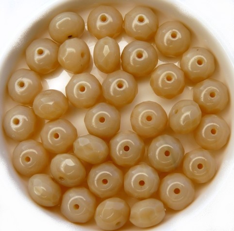 0040216 Opal Beige Donut Facet 9 x 6 mm. 10 Pc.-11782