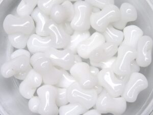 0140002 White Alabaster, Glass Bead. 50 Pc.-11563