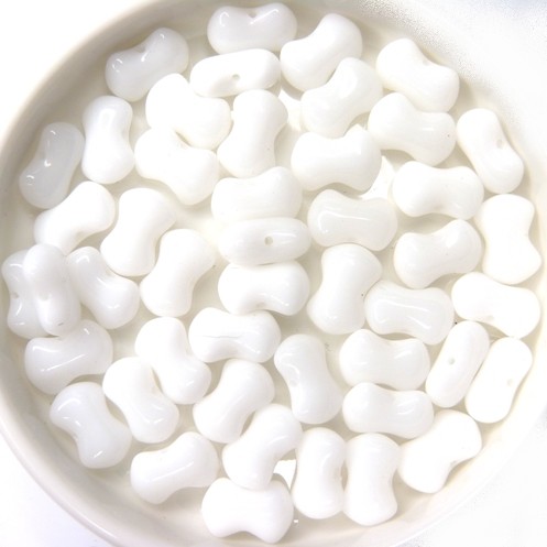 0140002 White Alabaster, Glass Bead. 50 Pc.-0