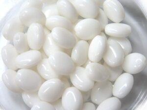 0140022 Chalk White, Oval Glass Bead. 50 Pc.-11570