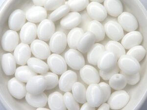 0140022 Chalk White, Oval Glass Bead. 50 Pc.-0