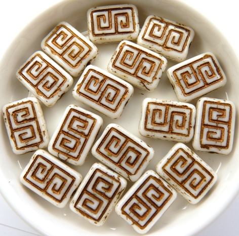 0140074 Chalk White Copper, Rectagle. 10 Pc.-0 0140074 Chalk White Copper, Rectagle. 10 Pc.-0