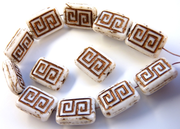 0140074 Chalk White Copper, Rectagle. 10 Pc.-11616
