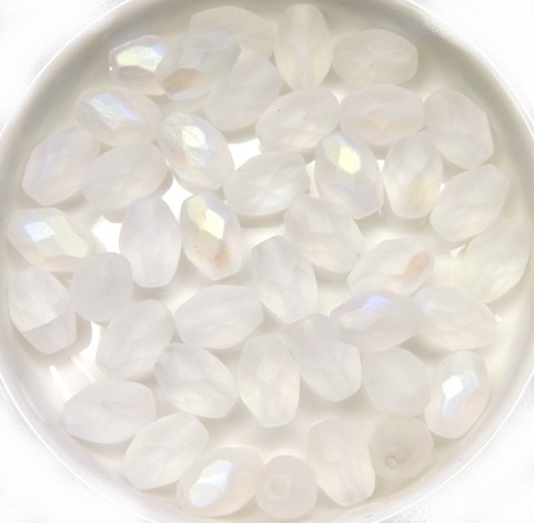 0140225 Matte Crystal AB Oval Facet 12 Pc.-11652