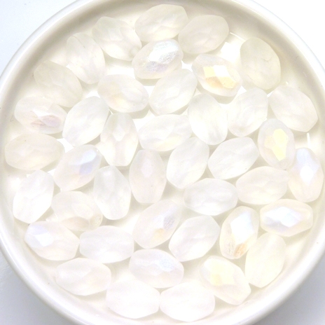 0140225 Matte Crystal AB Oval Facet 12 Pc.-0 0140225 Matte Crystal AB Oval Facet 12 Pc.-0