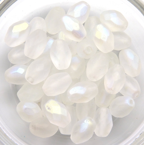 0140225 Matte Crystal AB Oval Facet 12 Pc.-11650