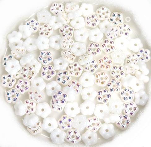 FN-02010-28701 Alabaster White AB Forget-Me-Not Beads 50 Pc.-11540