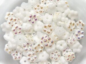 FN-02010-28701 Alabaster White AB Forget-Me-Not Beads 50 Pc.-0