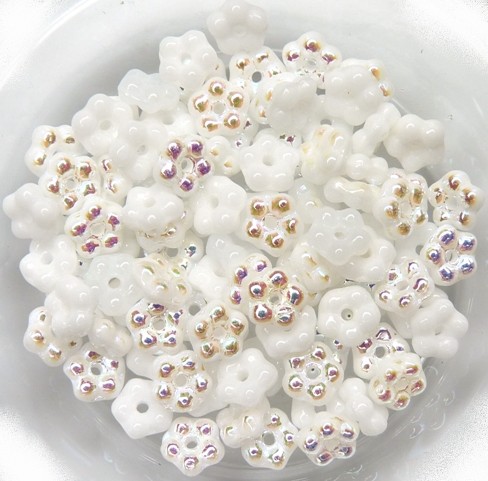 FN-02010-28701 Alabaster White AB Forget-Me-Not Beads 50 Pc.-0