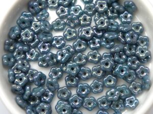 FN-63130-15001 Opaque Green Turquoise Nebula Forget-Me-Not Beads 50 Pc.-11534