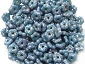 FN-63130-15001 Opaque Green Turquoise Nebula Forget-Me-Not Beads 50 Pc.-0
