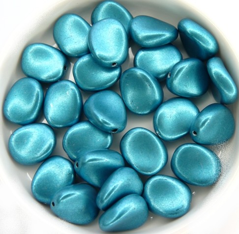 0090050 Silky Metallic Aqua Twisted Oval 12 Pc.-11860