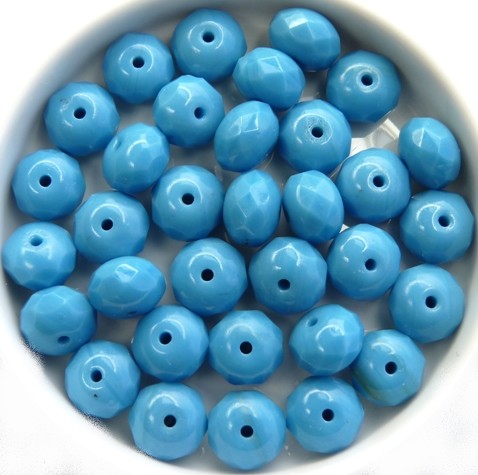 0090346 Opaque Darker Blue Turquoise Rondelle 6 x 9 mm. 10 stuks-0