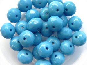 0090346 Opaque Darker Blue Turquoise Rondelle 6 x 9 mm. 10 stuks-11870