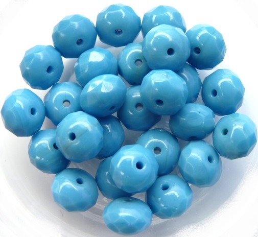 0090346 Opaque Darker Blue Turquoise Rondelle 6 x 9 mm. 10 stuks-11870