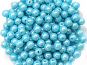 04-R-63030-14400 Lustered Opaque Blue Turquoise, Round 4 mm. 100 Pc.-0