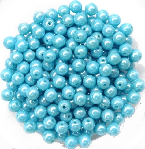 04-R-63030-14400 Lustered Opaque Blue Turquoise, Round 4 mm. 100 Pc.-0
