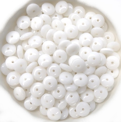 Disc-02090 Opaque White Rondelle 100 Pc.-0 Disc-02090 Opaque White Rondelle 100 Pc.-0