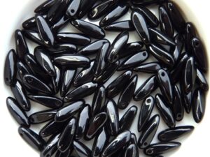 0010040 Jet Dagger bead 11 x 3 mm. 45 Pc.-12296
