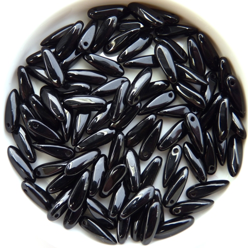 0010040 Jet Dagger bead 11 x 3 mm. 45 Pc.-12296