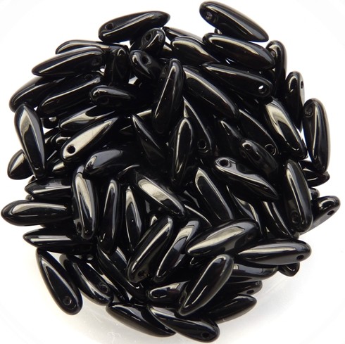 0010040 Jet Dagger bead 11 x 3 mm. 45 Pc.-0 0010040 Jet Dagger bead 11 x 3 mm. 45 Pc.-0