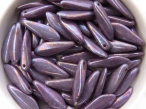 0080215 White Alabaster Purple Iris Dagger Bead 14 Pc.-12274