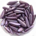 0080215 White Alabaster Purple Iris Dagger Bead 14 Pc.-0