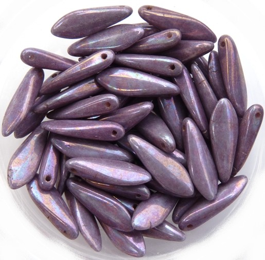 0080215 White Alabaster Purple Iris Dagger Bead 14 Pc.-0 0080215 White Alabaster Purple Iris Dagger Bead 14 Pc.-0