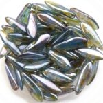 0100041 Blue Opal, Green Blue Lazura Dagger bead 14 Pc.-0