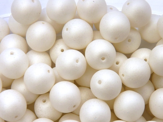 10-R-02010-29571 Opaque Silk Mat White Round 10 mm. 15 Pc.-12159