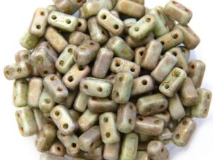 BRI-63100MLG Opaque Pale Turquoise Copper Picasso CzechMates Bricks 40 Pc.-12443