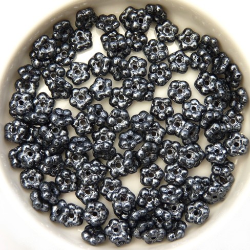 FN-23980-57901 Jet Grey Metallic Forget-Me-Not Beads 50 Pc.-0 FN-23980-57901 Jet Grey Metallic Forget-Me-Not Beads 50 Pc.-0