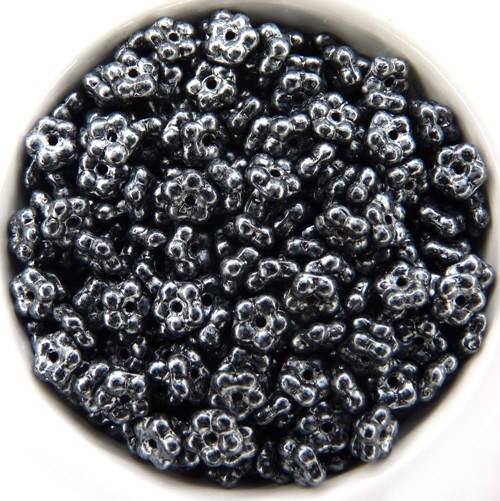 FN-23980-57901 Jet Grey Metallic Forget-Me-Not Beads 50 Pc.-12171