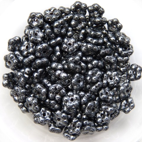 FN-23980-57901 Jet Grey Metallic Forget-Me-Not Beads 50 Pc.-12172