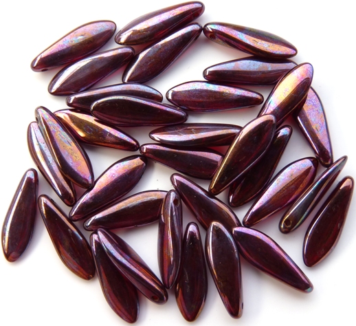 0050081 Siam Red Purple Iris Dagger bead 14 Pc.-12277
