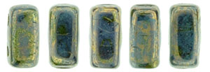 BRI-63140LG Luster - Transparent Gold/Turquoise CzechMates Bricks 40 Pc.-12455