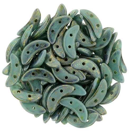 CMCR-63130LG CzechMates Crescent Turquoise Bronze Picasso 5 gram.-0 CMCR-63130LG CzechMates Crescent Turquoise Bronze Picasso 5 gram.-0