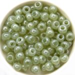 PR-1-0-02090-14457 Preciosa Snow White Light Green Lustered 1/0 Rocaille ± 25 gram.-0