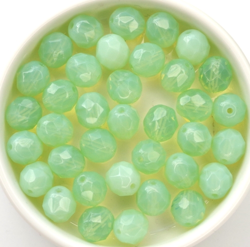 0100444 Chrysolite Opal Facet 8 mm. 15 Pc.-0 0100444 Chrysolite Opal Facet 8 mm. 15 Pc.-0