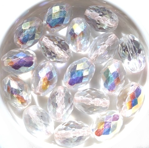 0150114 Crystal AB Oval facet. 13 x 10 mm. 6 Pc-0
