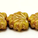 MPL-99992-54202 Opaque Light Green with Golden Inlay Maple Leaf 15 Pc..-0