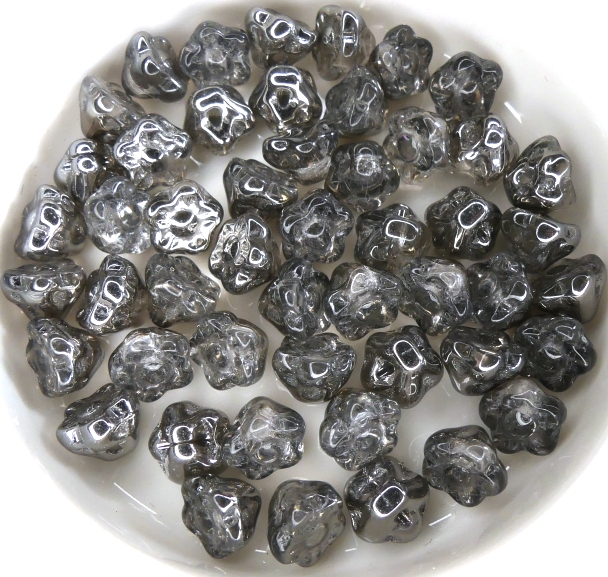 FLB-00030-27401 Crystal Half Chrome Flower Button 40 Pc.-12622