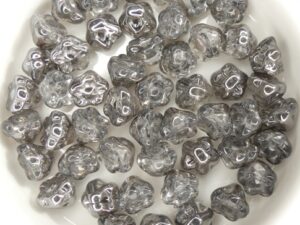FLB-00030-27401 Crystal Half Chrome Flower Button 40 Pc.-12621