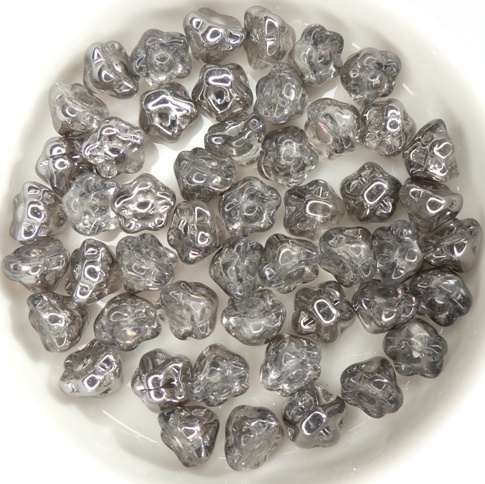FLB-00030-27401 Crystal Half Chrome Flower Button 40 Pc.-12621
