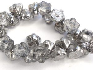 FLB-00030-27401 Crystal Half Chrome Flower Button 40 Pc.-12620