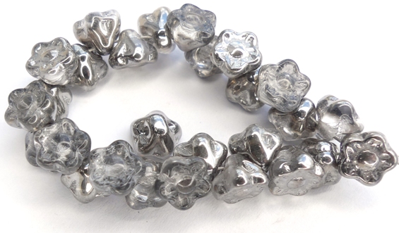 FLB-00030-27401 Crystal Half Chrome Flower Button 40 Pc.-12620