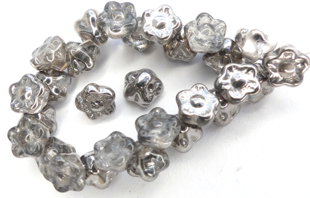 FLB-00030-27401 Crystal Half Chrome Flower Button 40 Pc.-0 FLB-00030-27401 Crystal Half Chrome Flower Button 40 Pc.-0