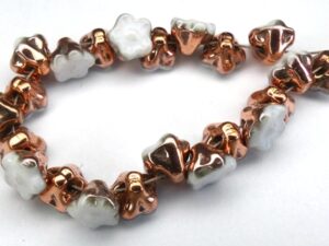 FLB-03000-27101 Chalk White Capri Gold Flower Button 40 Pc.-12608