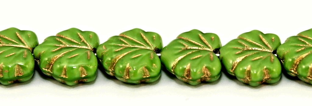 MPL-54010-54202 Green Silk with Golden Inlay Maple Leaf 15 Pc.-0